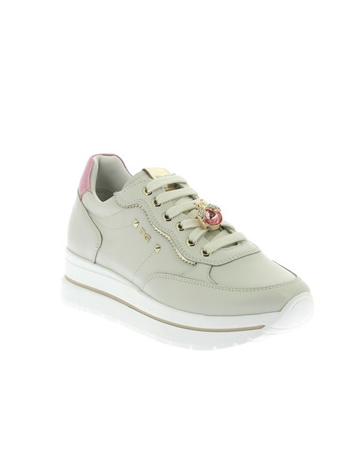 sneakers da donna in pelle bianco panna NERO GIARDINI | E512907D713